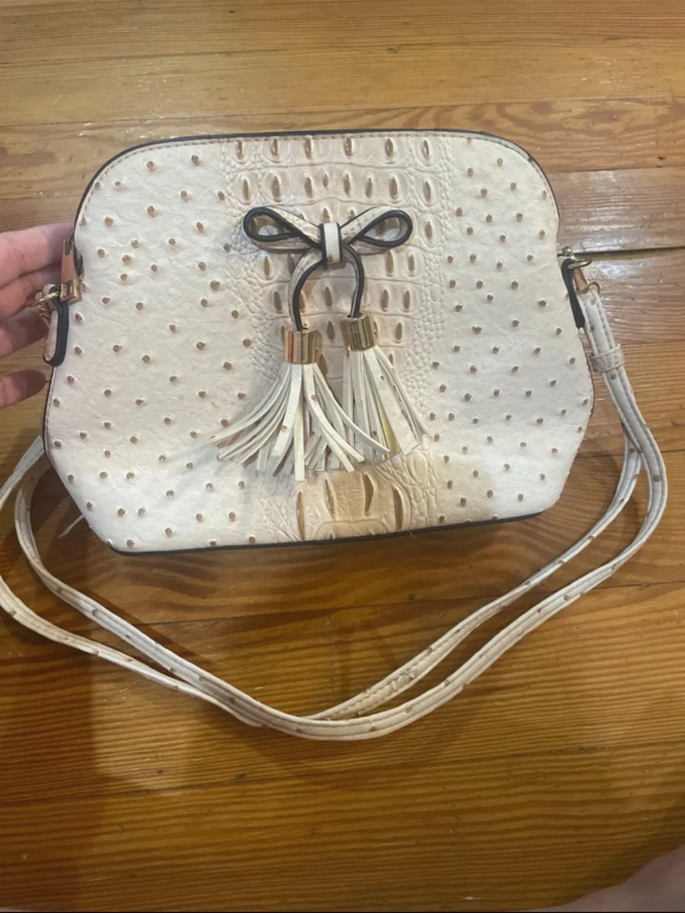 Cream Tassel Crossbody Shoulder Bag for Women